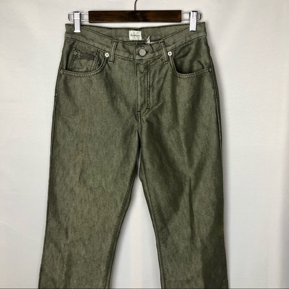 Calvin Klein Green Y2K Classic 5 Pocket Jean Punch Metal Straight Leg Denim 4 - Picture 3 of 8